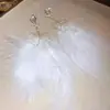 Pendientes de Plumas con Lazo Estilo Coreano Super Hada Sentido del Diseño Moda Versátil Nicho Elegantes Pendientes de Lazo