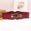 Marca de moda europea y americana, suéter de cuero elegante de primavera nuevo con cintura ancha, cinturón de cuero elástico decorativo casual para mujer