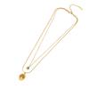 [Ice Meng] Collar de gota de aceite para ojos personalidad acero inoxidable doble cadena Europa y Estados Unidos transfronterizo nueva joyería N082