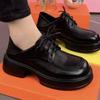 Zapatos Británicos Pequeños de Cuero Suela Gruesa Estilo Preppy Tacones Bajos de Tacón Grueso para Mujer 2024 Nuevos Mocasines Retro Casual Versátiles Zapatos de Mujer