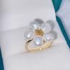 Anillo de Flor de Cinco Pétalos de Perla Tejida, Estilo Ins, Diseño Versátil y Único, Anillo de Perla Barroca