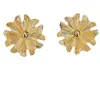 Pendientes Dorados de Flor Estilo Retro, Exquisito Diseño de Pétalo Ondulado, Adorno de Perla Central, Pendientes Elegantes Versátiles