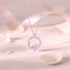 Colar de anel de coração original para mulheres 925 prata esterlina estilo coreano geométrico rosa adorável zircão corrente de clavícula outono novo colar