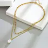 Colgante de Perla Estilo Francés No Descolorante para Mujer Moda de Nicho Versátil Simple Cadena para Clavícula No Descolorante Joyería de Lujo Ligero