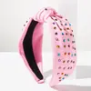 Nova Faixa de Cabeça Colorida com Strass e Nó Largo, Doce e Fresca, para Uso Diário, Acessório de Cabelo com Coroa Alta