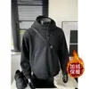 Moda Otoño e Invierno para Hombre Sudadera con Capucha de Terciopelo Grueso Holgada Estilo Americano Sudadera Deportiva con Diseño de Alta Costura de Color Sólido de Moda para Hombre