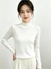 Andy Veludo Gola Meia-Alta Manga Longa Malha Camada Base Top Feminino Outono/Inverno Novo Estilo Emagrecedor Valoriza Roupa Íntima Suave e Fofa Suéter