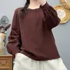 Camisa tipo suéter artística de doble capa de gasa de algodón vintage para mujer, nueva de algodón puro, transpirable, amigable con la piel, corte holgado para mujer
