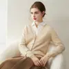 Suéter de cashmere puro para mulheres, cardigã com decote V, 26 novos estilos outono/inverno, simples e adequado para o trabalho, suéter de cashmere tricotado, camada base