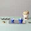 Taza de Té Pequeña Rinyu Guisong Pescado Saltando Olas Claras Pintado a Mano Estilo Chino Nuevo Taza de Cerámica para Degustación de Té Taza de Anfitrión Juego de Té Kung Fu Taza Individual
