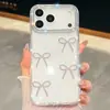 Adequado para Capa de Celular Iphone17Promax Laço com Glitter Apple 17Air Transparente 16Pro Anti-Queda Capa Dura