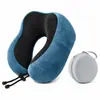 Almofada de pescoço de espuma de memória para viagem Amazon, travesseiro de suporte para pescoço em forma de U, portátil e dobrável para aviões