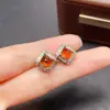 Pendientes Transfronterizos de Granate Natural para Mujer, Joyería de Plata 925 de Alta Gama de Nicho, Tamaño 6*6, Venta Directa de Fábrica