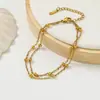 Pulsera Sencilla de Cuentas de Doble Capa Que No Se Desvanece, Nuevo Diseño Dorado Ins de Nicho, Joyería de Mano para Mejor Amiga