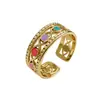 Anel Aberto Esmaltado de Coração Colorido para Mulheres, Luxo Acessível Design de Nicho Aço Titânio Banhado a Ouro 18K Joia de Mão de Alta Qualidade