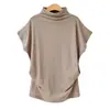 Europa Transfronteiriça Plus Size Roupas Femininas Top de Gola Alta WISH Amazon Camiseta Feminina de Manga Curta com Gola Alta Fábrica Atacado
