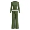 Ropa de Otoño 2026 para Mujer para Comercio Electrónico Transfronterizo, Amazon Europeo y Americano TK Conjunto Casual Americano de Color Sólido con Manga Larga y Pantalón Largo