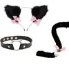 Orejas de gato Campana Accesorios para el cabello Cos diadema de pelo de gato collar traje de cola de gato Accesorios para diadema de fiesta de Halloween