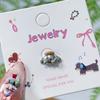 Nuevos Aretes de Dibujos Animados de Kt Oreja de Gato Hueso Uñas Lindos Goteo de Aceite Kawaii Aretes Acero de Titanio Modernos Elegantes