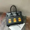 Bolso Pequeño de Cuero de Vaca con Patrón de Cocodrilo, Bloques de Color, Acabado de Lujo, Bolso Platino, Nuevo Modelo de Moda 2026, Bolso de Hombro Único, Bolso Cruzado