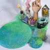 Molde de Gesso Aromaterapia Resina Cristal DIY Papoula Padrão Diamante Redondo e Retangular Suporte de Exibição Molde de Silicone