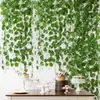 Enredadera de Ratán Artificial Hiedra Colgante de Pared Hojas Verdes Falsas Decoración de Escena Planta Verde Potos Artificial de Interior
