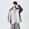 Marca de moda americana 2026 outono moletom com capuz em blocos de cor masculino, jaqueta casual de cor contrastante, top esportivo solto da moda