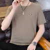 Camiseta de Manga Corta de Seda de Hielo para Hombre, Top Delgado Transpirable de Verano de Moda, Camiseta de Talla Grande, Camiseta de Manga Corta para Hombre