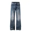 G6989 Jeans Flare Slim Fit Masculino Tendência Lavado Retrô Bigodinho Design High-Street Unissex