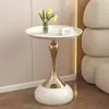 Mesa Auxiliar para Sofá de Sala de Estar Mesa de Té Simple Móvil para Hogar Balcón Mesa de Noche Creativa Mesa de Café Delgada de Lujo Ligero Popular de Internet