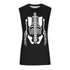 Colete Estampado de Halloween Masculino Sem Mangas Tamanho Grande Top Masculino