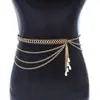Cadena de Cintura de Aleación Multicapa de Venta Caliente Europea y Americana para Mujeres Moda Europea y Americana Colgante de Perla de Imitación Cadena Corporal Joyería de Cintura Venta Caliente
