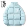 Moda Casual Americana Multi-Cor Opcional Acolchoada de Inverno Algodão Jaqueta Outono Urbano Tendência Marca Casal Gola Alta Casaco de Algodão