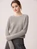 Nuevo Otoño 100% Cachemira Pura Ropa Interior Suéter Estilo Simple Cuello Redondo Ropa para Mujer Jersey Waffle Suéter de Cachemira