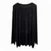 Camiseta Midi Solta Modal com Letra Fuzzy de Manga Comprida Macia Fina Plus Size Top Básico Modal para Mulheres