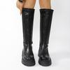 Botas Delgadas con Plataforma Estilo Nuevo Invierno 2025 Adelgazantes Transfronterizas de Tacón Medio para Mujer Comercio Exterior Botas Estilo Británico Retro con Suela Gruesa