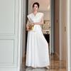 Pantalones Anchos Plisados de Cintura Alta de Estilo Nuevo y Moderno para el Verano 2026 Pantalones Casuales Blancos 35173