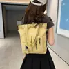Bolsa de Lona Simple con Letra para Mujer, Versátil Bolsa Grande de Capacidad para Tutorías, Mochila Escolar para Estudiantes, de un Hombro y de Doble Hombro