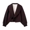 Fabricante de ropa para mujer transfronterizo al por mayor 2026 moda europea y americana versátil casual simple chaqueta de traje con cuello de botón