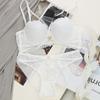 Lingerie Sexy de Renda Estilo Francês para Mulheres Sexy Peito Pequeno Superior Fino Inferior Grosso Peito Grande Pequeno Aro de Aço Conjunto de Renda