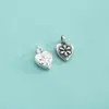 Colgante de flor pequeña de plata de ley S925, charm en forma de corazón, flor de rosa, colgante de hoja de ginkgo, charm de pulsera de cristal