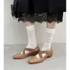 Sapato Mary Jane Feminino Couro Lavado Tira Cruzada Ballet Francês Salto Escondido 2026 Salto Plataforma Salto Médio Bico Quadrado Couro Genuíno