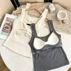 Camisola de Punto de Alto Gama Otoño/Invierno con Tirantes Cruzados en la Espalda y Almohadillas en el Pecho, Ropa Interior Básica Sencilla de Corte Ajustado con Cuello Cuadrado