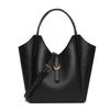 Bolsa Feminina de Couro Genuíno Transfronteiriça, Textura de Couro Macio, Bolsa de Ombro Versátil, Bolsa Saco de Mão Grande Capacidade, Bolsa Transversal Feminina com Textura de Grão