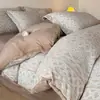 Juego de Ropa de Cama Jacquard de Felpa de Leche Chenilla de Alta Gama de Cuatro Piezas para Otoño e Invierno, Sábana Bajera Gruesa Cálida, Funda Nórdica, Ropa de Cama para Dormitorio Principal 4