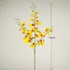 Decoração de Flor de Cymbidium para Simulação Transfronteiriça Casamento 3 Dentes Suporte de Mão para Buquê Layout de Cena Sensação de Alto Padrão Orquídea Dançante Flor Artificial