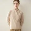 Suéter de cachemira pura para mujer, nuevo estilo otoño e invierno, corte holgado, adelgazante, cuello en V cruzado, tejido, cálido, negro