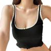 Yl24190 Estilo Europeo y Americano Sexy Encaje de Contraste Tirantes Cortos Verano Nuevo Sexy Top Corto que Muestra el Ombligo