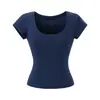 Camiseta de manga corta con figura de dibujos animados y cintura ceñida, nuevo estilo de verano, cuello en U grande que revela la clavícula, top base corto de cintura alta