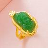 Vietnam sacrine anillo abierto valiente femenino imitación Jade Malayo imitación calcedonia dinero valiente decoración de mano puesto suministro lote